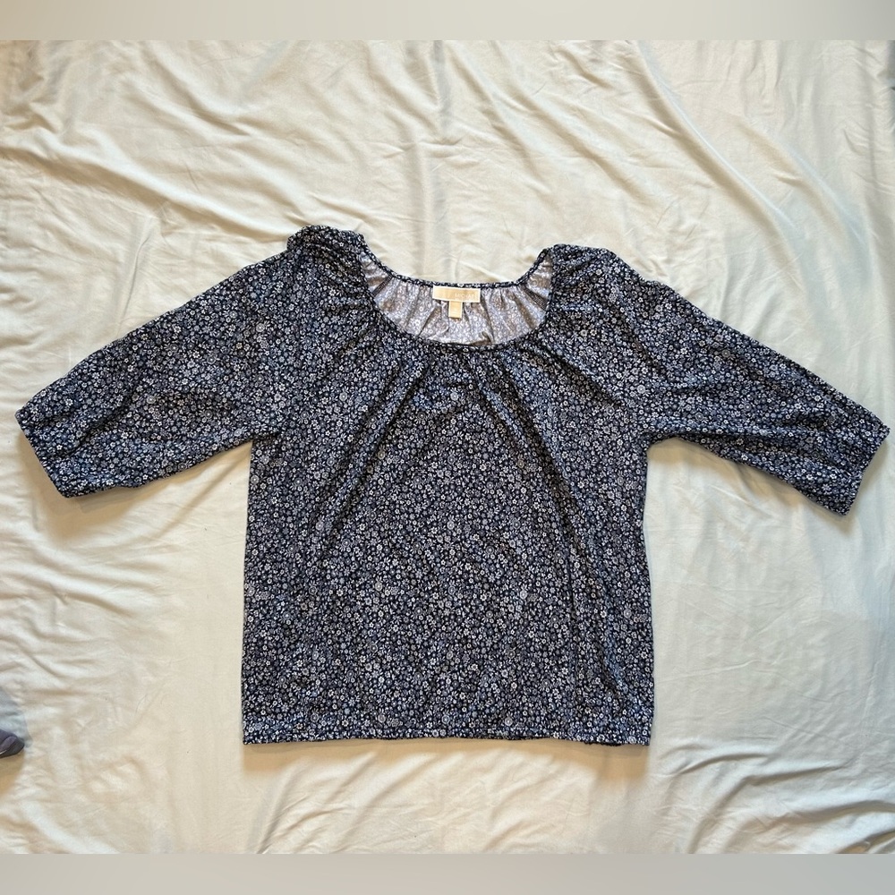 MICHAEL Michael Kors pretty blue and white peasant style lightweight blouse - 1X